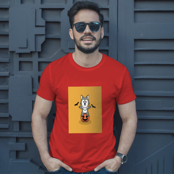 Cute Wolf In Halloween Cartoon Illustration 2 T-Shirt - Image 8