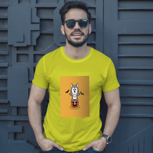 Cute Wolf In Halloween Cartoon Illustration 2 T-Shirt - Image 12