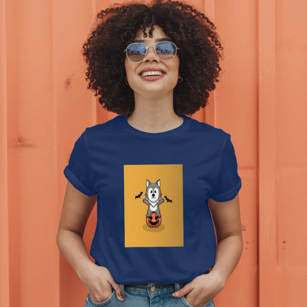 Cute Wolf In Halloween Cartoon Illustration 2 T-Shirt - Image 5