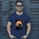 Digital Art Moon And Wolf Wallpaper T-Shirt