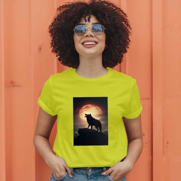Digital Art Moon And Wolf Wallpaper T-Shirt - Image 13