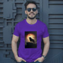 Digital Art Moon And Wolf Wallpaper T-Shirt