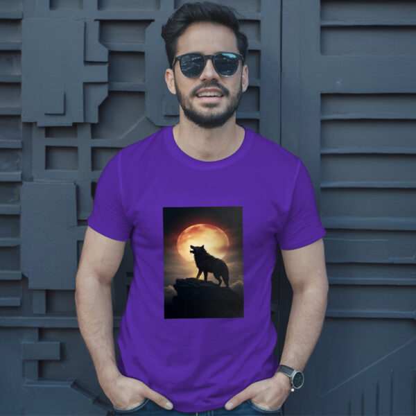 Digital Art Moon And Wolf Wallpaper T-Shirt - Image 6