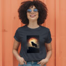 Digital Art Moon And Wolf Wallpaper T-Shirt