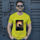 Digital Art Moon And Wolf Wallpaper T-Shirt