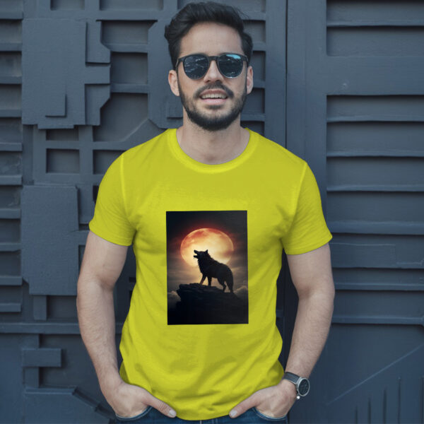 Digital Art Moon And Wolf Wallpaper T-Shirt - Image 12