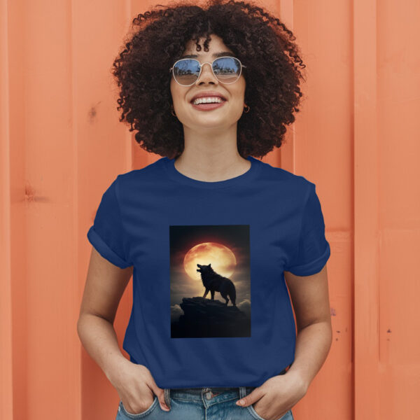Digital Art Moon And Wolf Wallpaper T-Shirt - Image 5