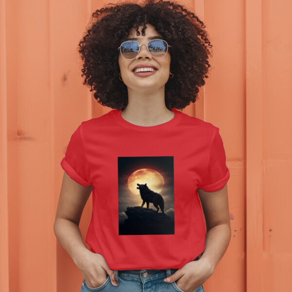 Digital Art Moon And Wolf Wallpaper T-Shirt - Image 9