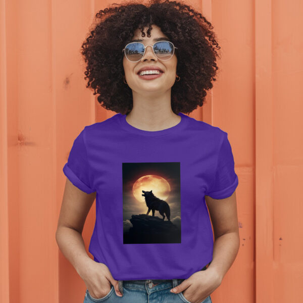 Digital Art Moon And Wolf Wallpaper T-Shirt - Image 7