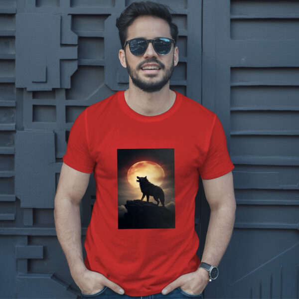Digital Art Moon And Wolf Wallpaper T-Shirt - Image 8