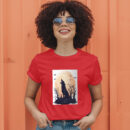 Fierce Wolf Howling At Moon In Halloween Scene T-Shirt