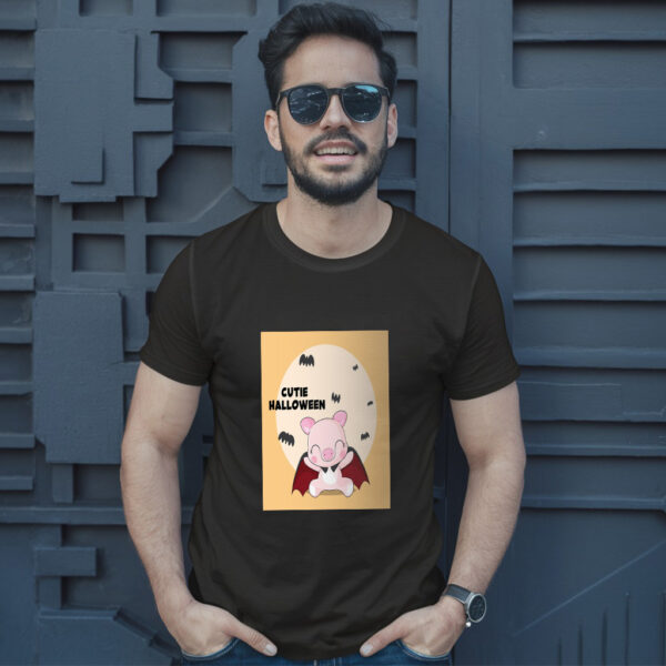 Flat  Animal Dracula Pig Illustration For Kids Cute Pig Character T-Shirt - Image 2