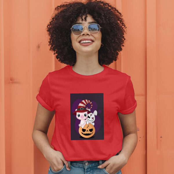 Flat  Animal Witch Pig Halloween Illustration For Kids Cute Pig Character T-Shirt - Image 9