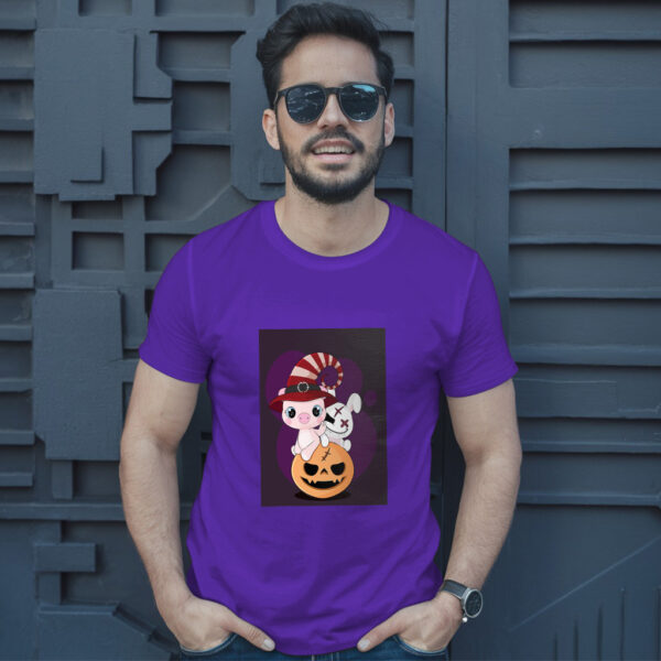 Flat  Animal Witch Pig Halloween Illustration For Kids Cute Pig Character T-Shirt - Image 6