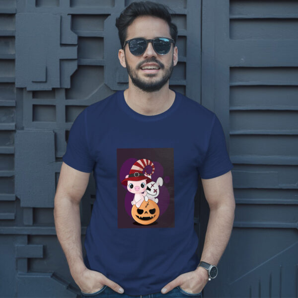 Flat  Animal Witch Pig Halloween Illustration For Kids Cute Pig Character T-Shirt - Image 4