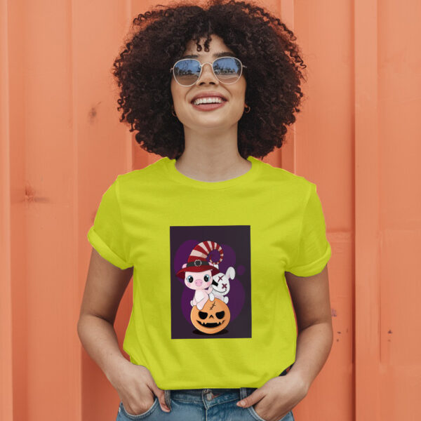 Flat  Animal Witch Pig Halloween Illustration For Kids Cute Pig Character T-Shirt - Image 13