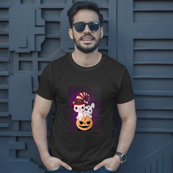 Flat  Animal Witch Pig Halloween Illustration For Kids Cute Pig Character T-Shirt - Image 2
