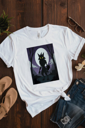 Ghostly Girl With Her Wolf Shadow In A Dark Aura T-Shirt