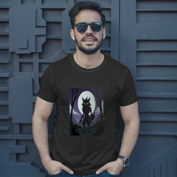 Ghostly Girl With Her Wolf Shadow In A Dark Aura T-Shirt - Image 2