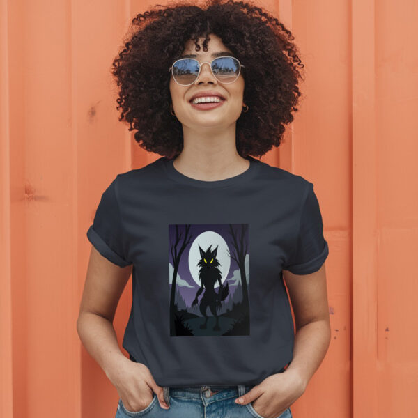 Ghostly Girl With Her Wolf Shadow In A Dark Aura T-Shirt - Image 3